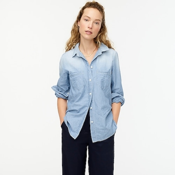 J. Crew Tops - J Crew ladies small chambray shirt classic fit